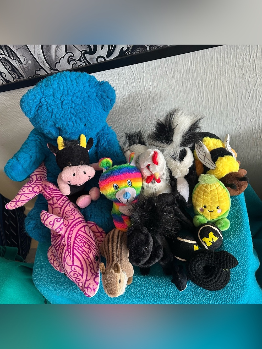 Stuffed animal collection 15 pieces total- Multicolor